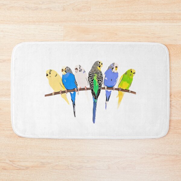 Item preview, cute colorful budgies parrot sitting in a row designed and sold by meh4u2.