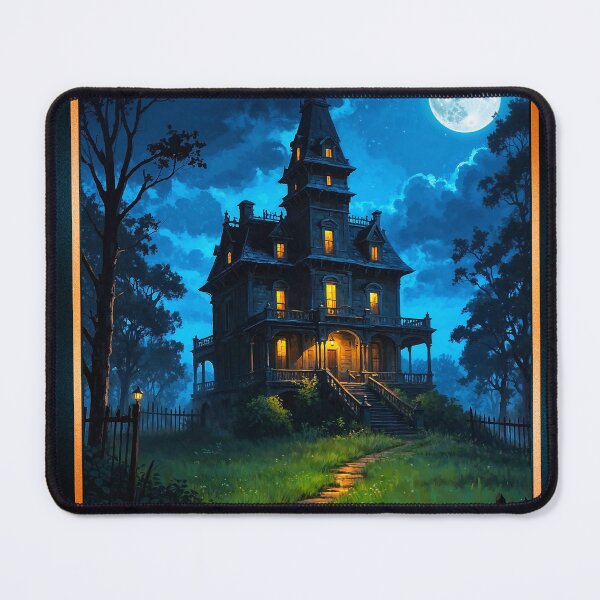 Item preview, Gothic Noir Haunted Victorian Mansion By Moonlight Mysterious Halloween AI Concept Art by Xzendor7 designed and sold by Xzendor7 Digital Art Creations.