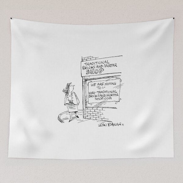 Item preview, Stores going online cartoon joke designed and sold by IanBakerToons.
