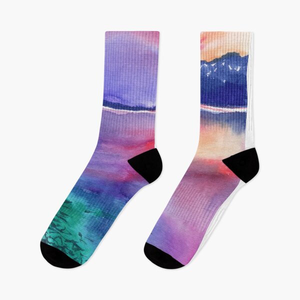 Item preview, Watercolor Sunset Lake Landscape designed and sold by Jenn3D.