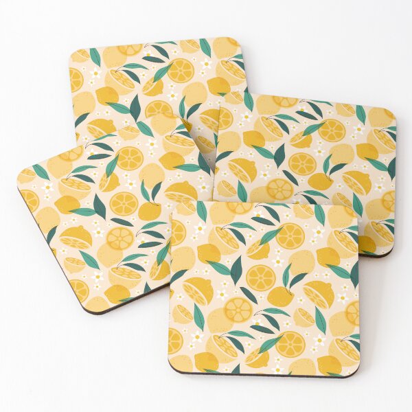 Item preview, Bright Lemon and Leaf Pattern with Floral Accents designed and sold by a-mine.
