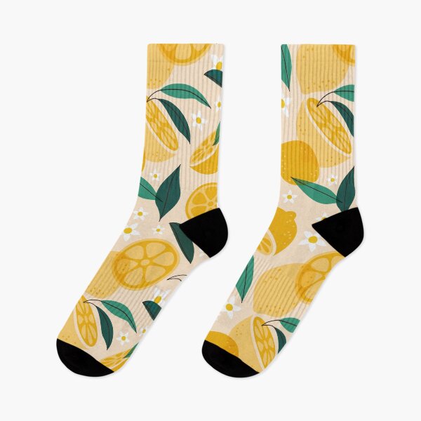 Item preview, Bright Lemon and Leaf Pattern with Floral Accents designed and sold by a-mine.