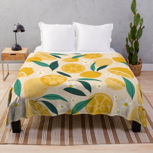 Item preview, Bright Lemon and Leaf Pattern with Floral Accents designed and sold by a-mine.