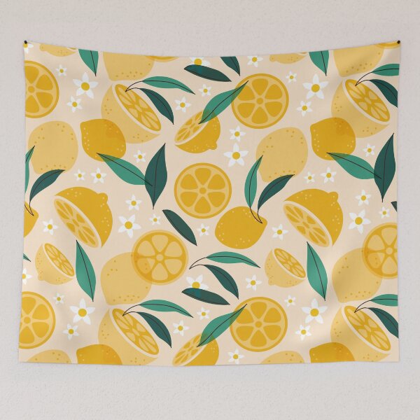 Item preview, Bright Lemon and Leaf Pattern with Floral Accents designed and sold by a-mine.