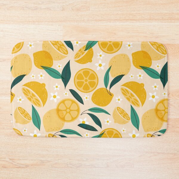 Item preview, Bright Lemon and Leaf Pattern with Floral Accents designed and sold by a-mine.