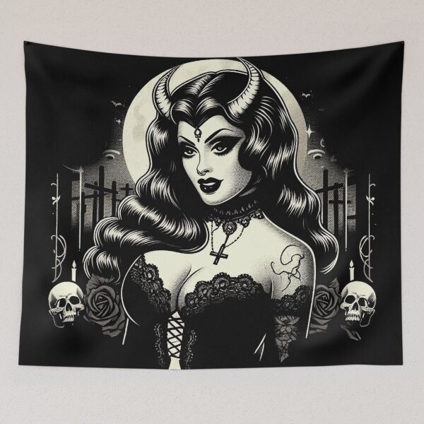 Item preview, Goth Devil Woman designed and sold by PulpVintage.