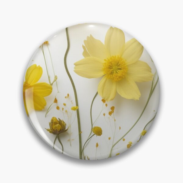 Item preview, Yellow dry cosmos flowers collage on white for late summer or autumn designed and sold by EmeraldeaArt.