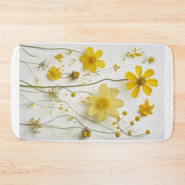 Item preview, Yellow dry cosmos flowers collage on white for late summer or autumn designed and sold by EmeraldeaArt.