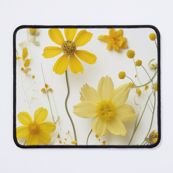 Item preview, Yellow dry cosmos flowers collage on white for late summer or autumn designed and sold by EmeraldeaArt.