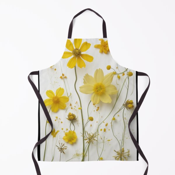 Item preview, Yellow dry cosmos flowers collage on white for late summer or autumn designed and sold by EmeraldeaArt.