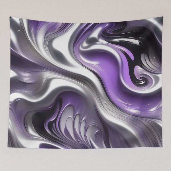 Item preview, Liquid Swirl Abstract Liquid Paint Metallic Look Dusty Lilac Silver Grey designed and sold by Beachy.