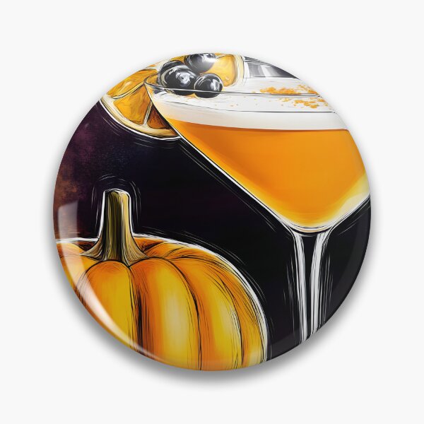 Item preview, Vibrant Cocktail in Martini Glass Garnished with Orange Slice and Berries Beside Pumpkin AI Generated designed and sold by OlfactoART Studio.