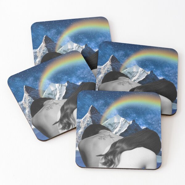 Item preview, Collage of women from behind with rainbow and mountains designed and sold by ANNA-collage.