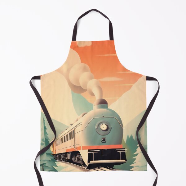Item preview, Steam train illustration in nouveau art with soft pastel colors designed and sold by GoldenTimesCafe.