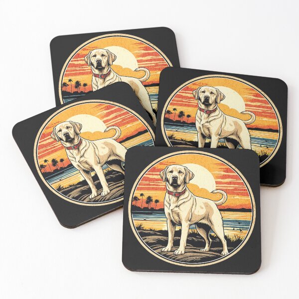 Item preview, Yellow Lab Against A Vintage Sunset Retro designed and sold by IssysOasis.