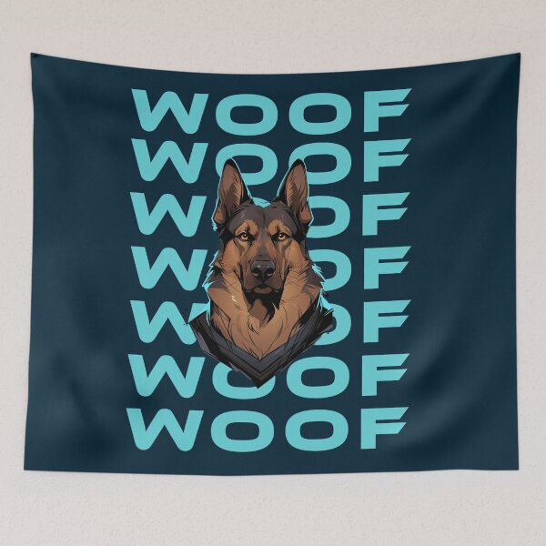 Item preview, WOOF German Shepherd dog gif designed and sold by La Loca.