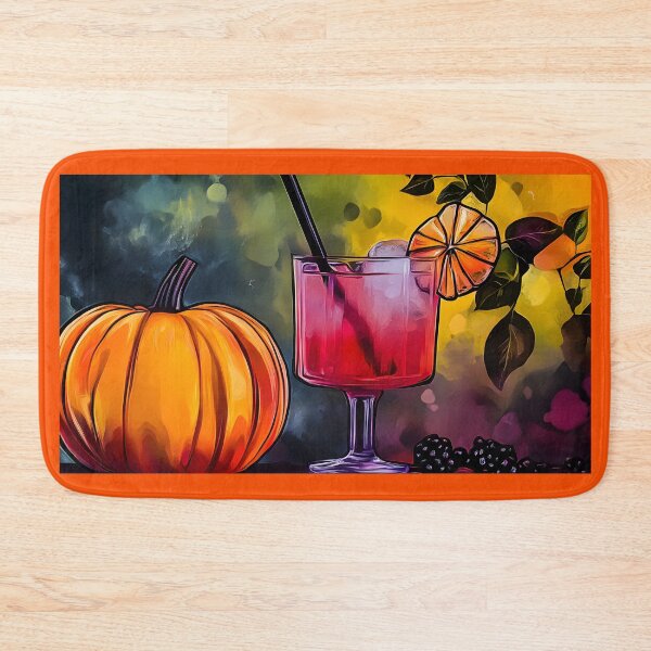 Item preview, Brightly Colored Cocktail with Citrus Slice Next to Large Orange Pumpkin for Festive Autumn Theme AI Generated designed and sold by OlfactoART Studio.