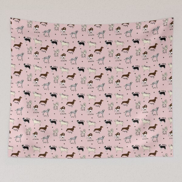 Item preview, Dog pattern - baby pink designed and sold by skunkandpumpkin.