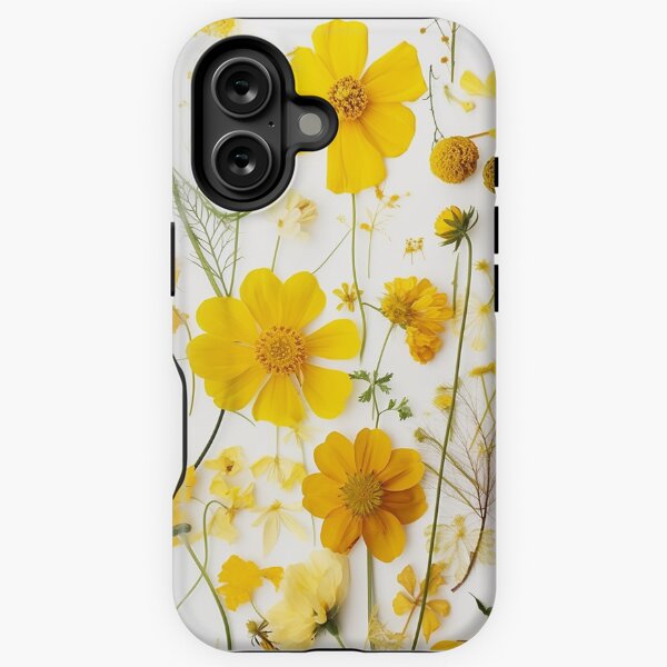 Item preview, Dried Yellow flowers collage on white for late summer or autumn designed and sold by EmeraldeaArt.