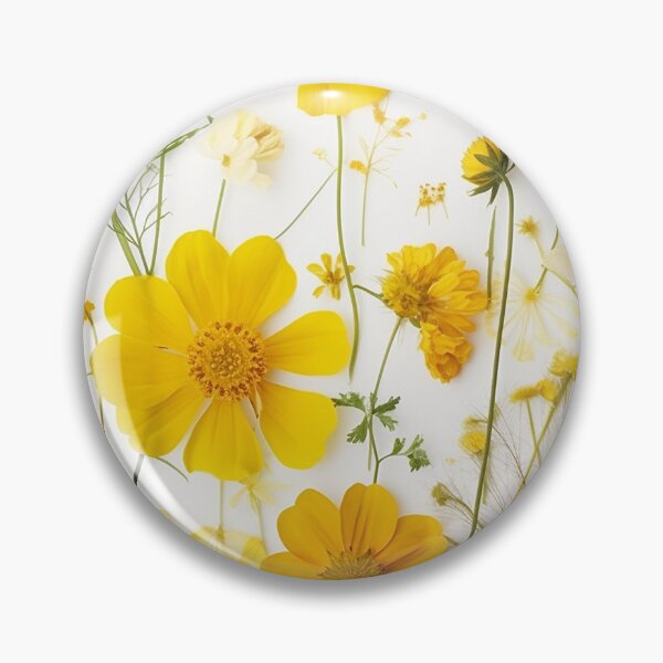 Item preview, Dried Yellow flowers collage on white for late summer or autumn designed and sold by EmeraldeaArt.