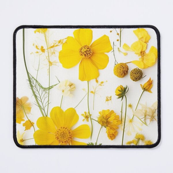 Item preview, Dried Yellow flowers collage on white for late summer or autumn designed and sold by EmeraldeaArt.