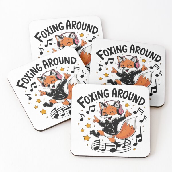 Item preview, Joyful Dancing Fox with Headphones and Music Notes designed and sold by Petpixy.