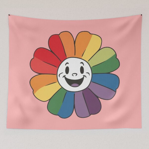 Item preview, A vibrant cartoon illustration of a flower, showcasing a stunning rainbow gradient designed and sold by 123ks.