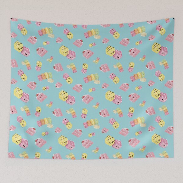Item preview, Cute Cakes Pattern - French Fancies, Macaron, Pink Strawberry Cake designed and sold by Glittery-Amber.