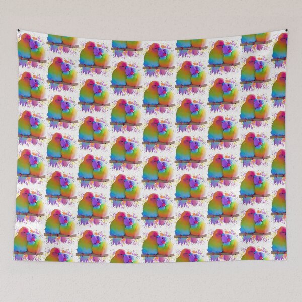 Item preview, two cute colorful vibrant color parrots  designed and sold by meh4u2.