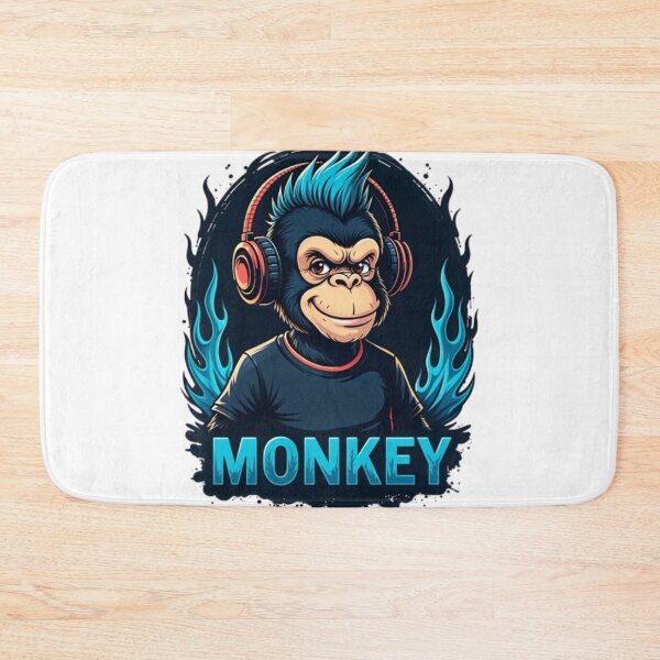 Item preview, Monkey in Headphones with Blue Flames designed and sold by savecloth.
