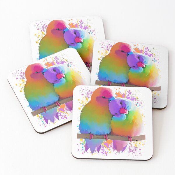 Item preview, two cute colorful vibrant color parrots  designed and sold by meh4u2.