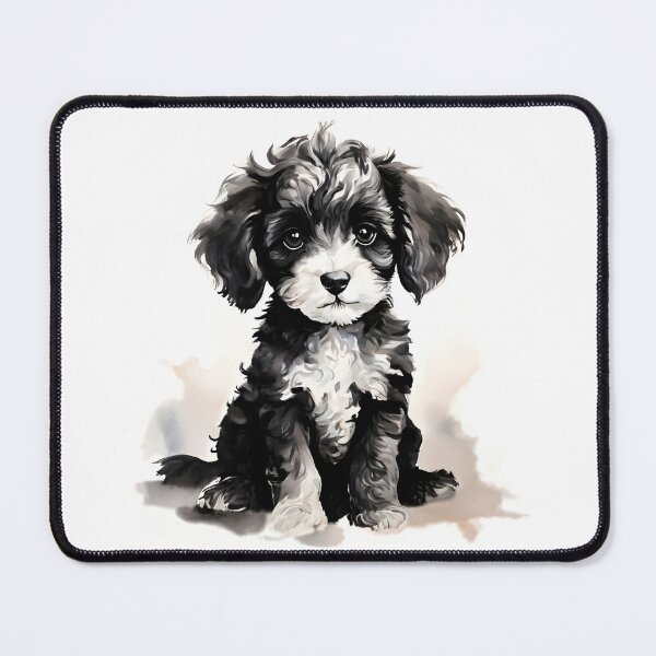 Item preview, Vintage Dog Art: Black Poodle Puppy Portrait | Animal Art | Watercolor Painting | Animal Portrait designed and sold by UnhingedBird.