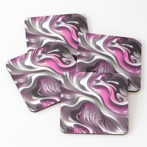 Item preview, Liquid Swirl Abstract Liquid Paint Metallic Look Light Pink Silver Grey designed and sold by Beachy.