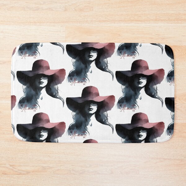 Item preview, Silhouette of a woman with long hair and bare shoulders and a red wide-brimmed hat designed and sold by Maira Guerrero.