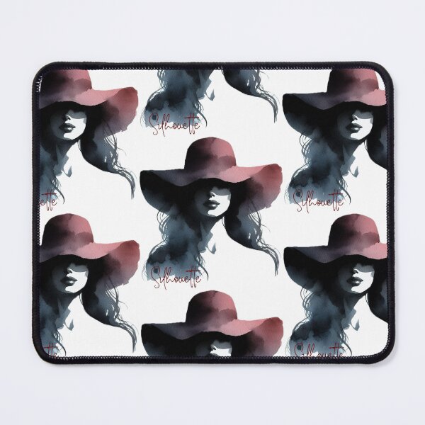Item preview, Silhouette of a woman with long hair and bare shoulders and a red wide-brimmed hat designed and sold by Maira Guerrero.