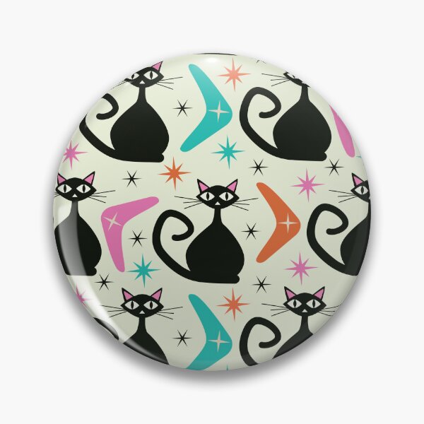 Item preview, Mid Century Black Atomic Cats  with Boomerangs Pattern  designed and sold by Yasminepatterns .