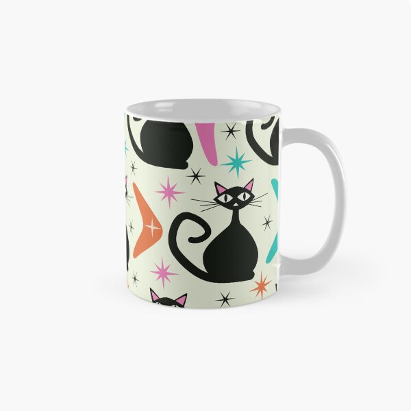Item preview, Mid Century Black Atomic Cats  with Boomerangs Pattern  designed and sold by Yasminepatterns .