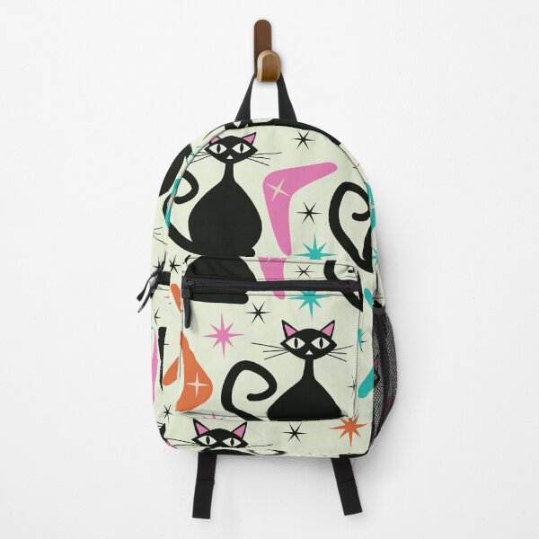 Item preview, Mid Century Black Atomic Cats  with Boomerangs Pattern  designed and sold by Yasminepatterns .