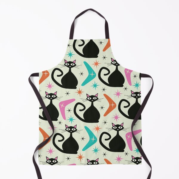 Item preview, Mid Century Black Atomic Cats  with Boomerangs Pattern  designed and sold by Yasminepatterns .