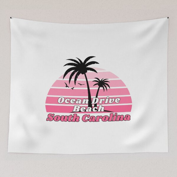 Item preview, Retro Ocean Drive Beach South Carolina Palm Tree at Sunset designed and sold by karmdaf.