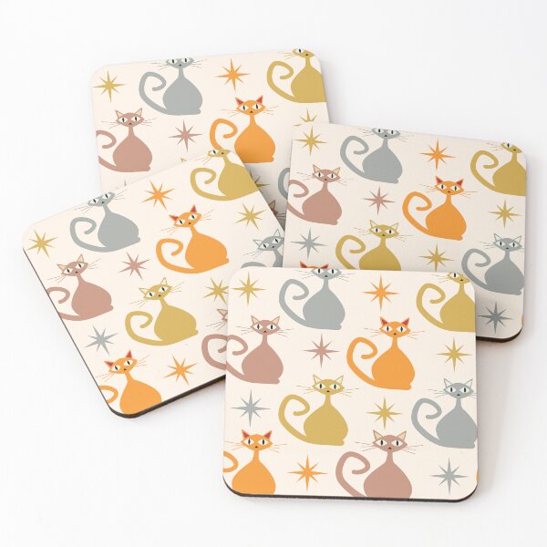 Item preview,  Mid Century Colorful Atomic Cats With Starbursts Pattern  designed and sold by Yasminepatterns .