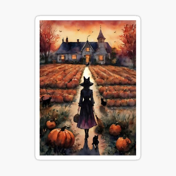 Item preview, Cat Witch on Halloween by Lyra O'Brien designed and sold by Lyra The Lavender Witch.