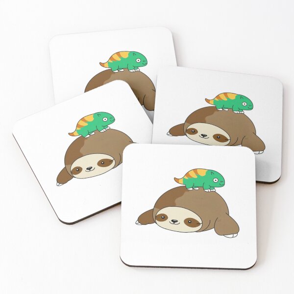 Item preview, Sloth with a green and orange striped lizard designed and sold by savecloth.