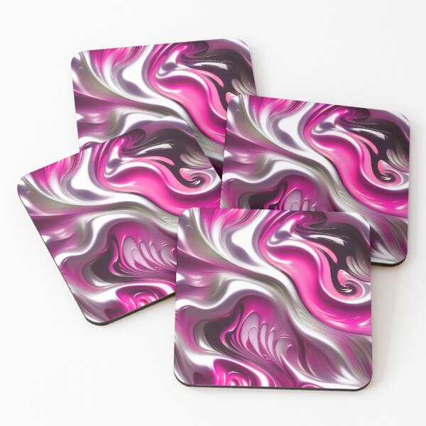 Item preview, Liquid Swirl Abstract Liquid Paint Metallic Look Pink Silver Grey designed and sold by Beachy.