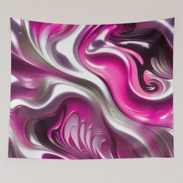 Item preview, Liquid Swirl Abstract Liquid Paint Metallic Look Pink Silver Grey designed and sold by Beachy.