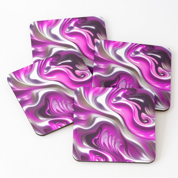 Item preview, Liquid Swirl Abstract Liquid Paint Metallic Look Hot Pink Silver Grey designed and sold by Beachy.