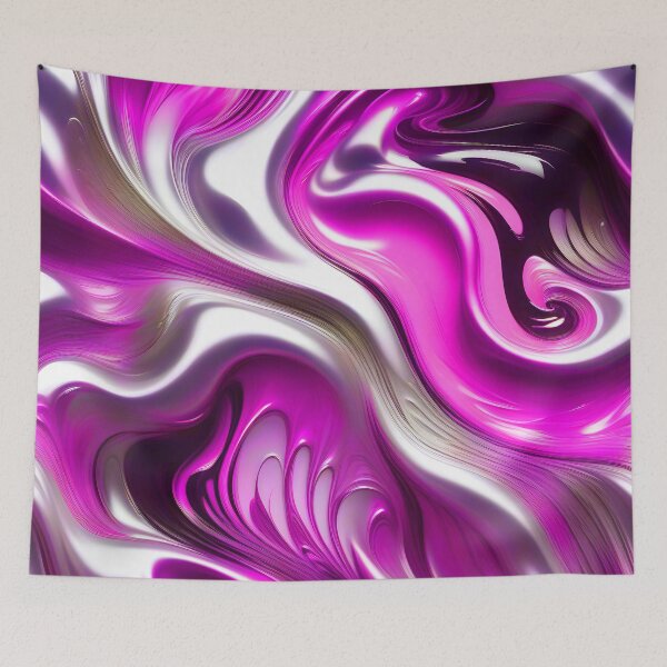Item preview, Liquid Swirl Abstract Liquid Paint Metallic Look Hot Pink Silver Grey designed and sold by Beachy.