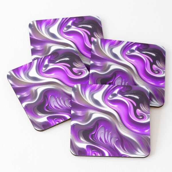 Item preview, Liquid Swirl Abstract Liquid Paint Metallic Look Purple Lilac Silver Grey designed and sold by Beachy.