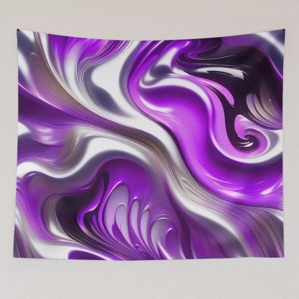 Item preview, Liquid Swirl Abstract Liquid Paint Metallic Look Purple Lilac Silver Grey designed and sold by Beachy.