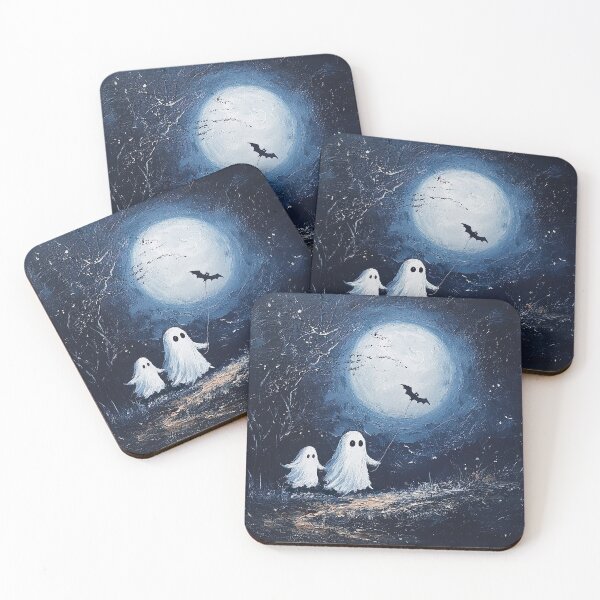 Item preview, Out for a Midnight Walk - Ghosts Walking a Bat designed and sold by Studio Axis.